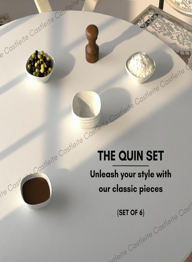 Castleite Quin Melamine Bowls Set of 6 - Elegant 120ML Bowls for Kitchen, Snacks, and Restaurants - Lightweight, Unbreakable Crockery for Dining (Marble White) - Image 2