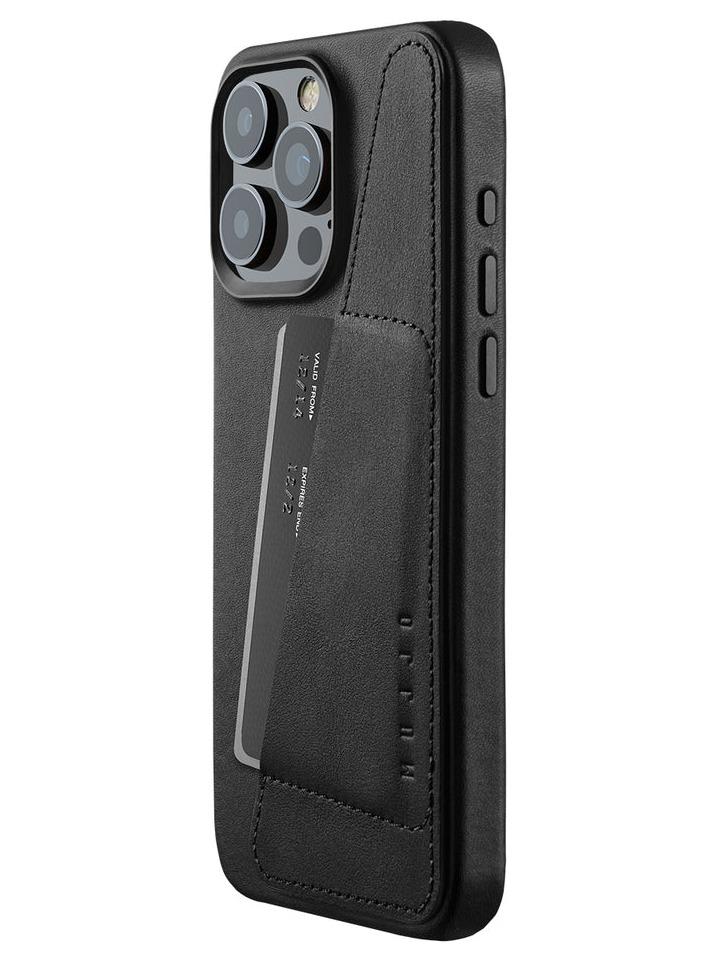 موجو جراب محفظة جلدية مجو من جلد أوروبي فاخر لهاتف آيفون  برو ماكس مع جيب بطاقات وحماية للكاميرا متوافق مع ماج سيف أسود - Image 1