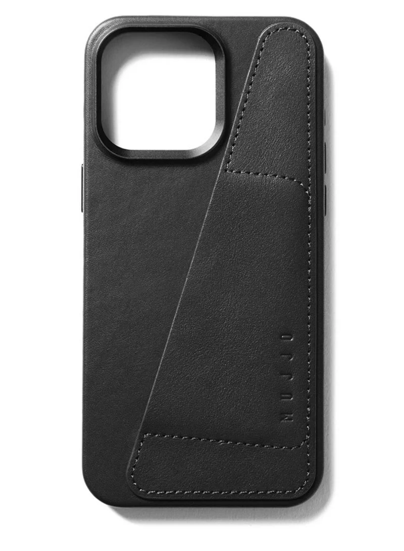 Mujjo Mujjo Leather Wallet Case for iPhone 15 Pro Max - Premium European Leather Case with Card Pocket, Phone & Camera Lens Protection, MagSafe Compatible - iPhone 15 Pro Max Card Wallet Case (Black)