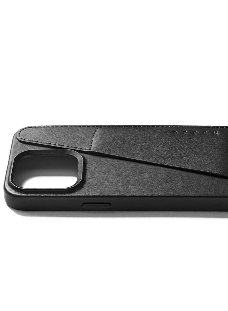 موجو جراب محفظة جلدية مجو من جلد أوروبي فاخر لهاتف آيفون  برو ماكس مع جيب بطاقات وحماية للكاميرا متوافق مع ماج سيف أسود - Image 2