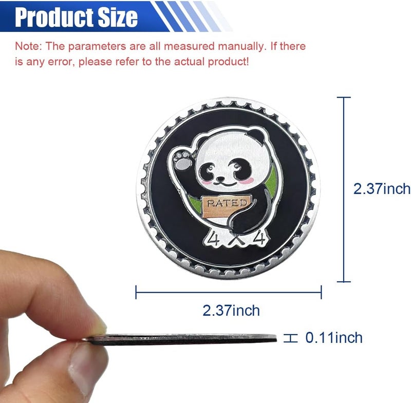 LHDOS Panda Badge Rated Car Emblem, 4 x 4 Round Automotive Emblem Decal, 3D Metal Car Exterior Decoration Sticker Compatible with Cars, Trucks, SUVs, Wrangler Vehicles (Panda) Multi-purpose - Image 2