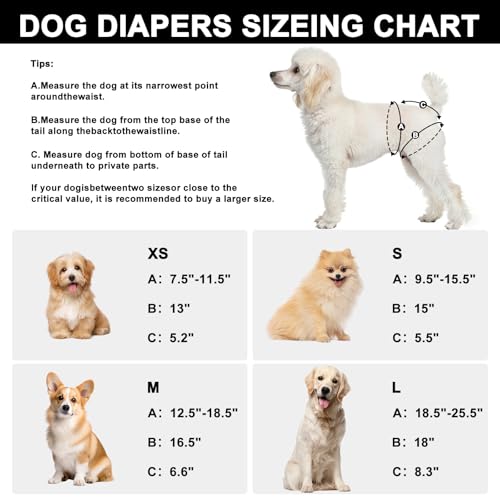 Mengelina Reusable Dog Diapers Female 3 Pack Washable Premium Highly Absorbent Doggie Diapers, Flexible Puppy Diapers, Durable Leak-Proof Fruit Dog Diapers for Period Heat Incontinence Puppy Training, L - Image 2