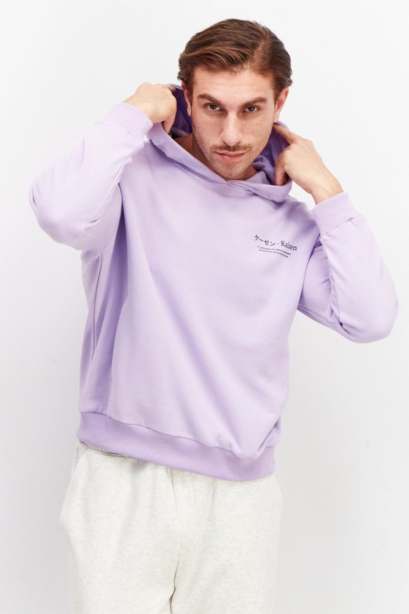 Ocean Pacific Men Hooded Neck Graphic Sweatshirt, Pastel Lilac - Image 1