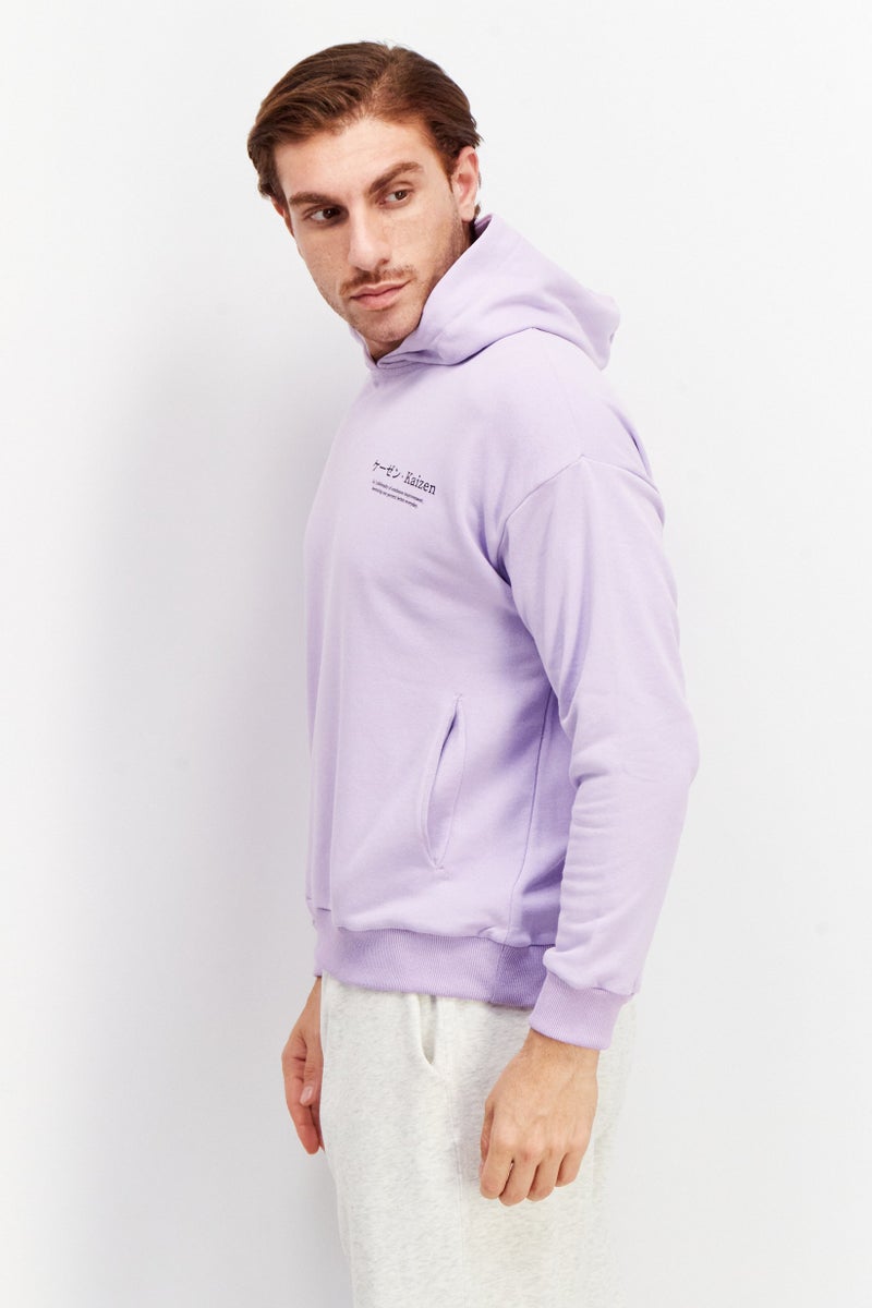 Ocean Pacific Men Hooded Neck Graphic Sweatshirt, Pastel Lilac - Image 4