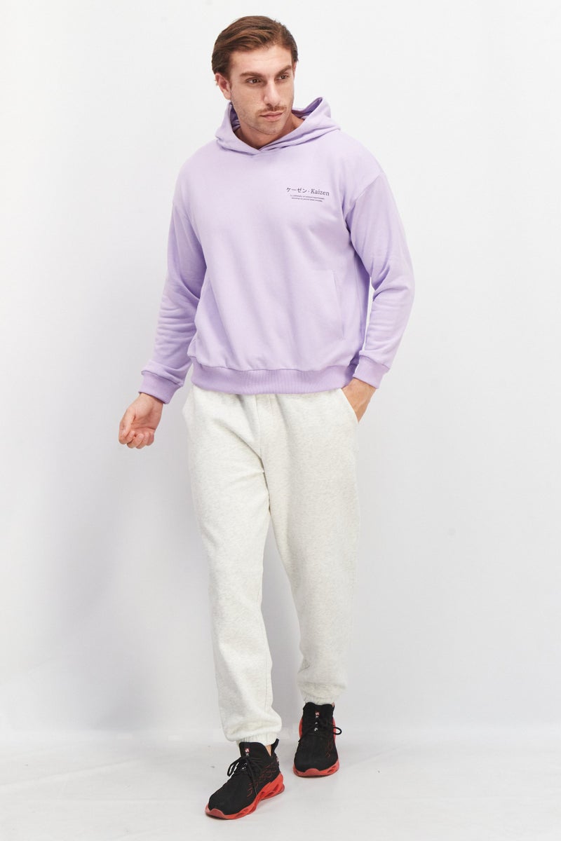 Ocean Pacific Men Hooded Neck Graphic Sweatshirt, Pastel Lilac - Image 2