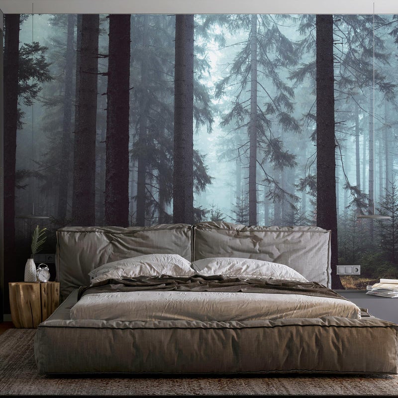 Zeeko Foggy Forest Wall Murals Peel and Stick 148 Wx 98 H Misty Woodland Tree Self Adhesive Renter Friendly Wallpaper for Bedroom Living Room - Image 2