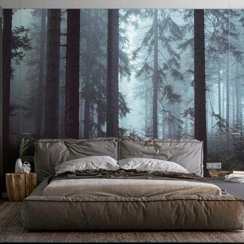 Zeeko Foggy Forest Wall Murals Peel and Stick 148 Wx 98 H Misty Woodland Tree Self Adhesive Renter Friendly Wallpaper for Bedroom Living Room - Image 1