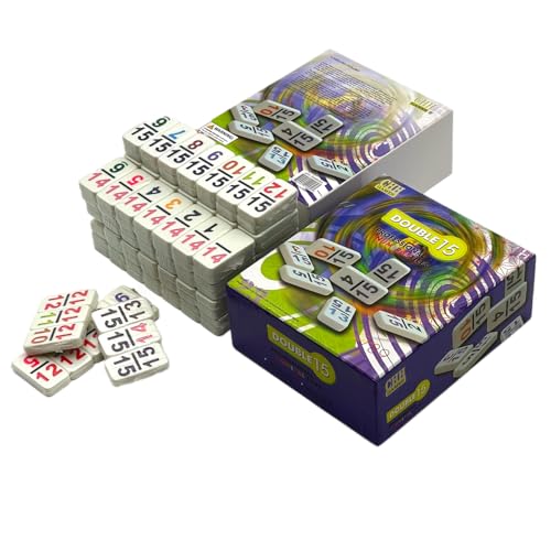 CHH 15 Professional Double Domino with Color Numbers  136 Pieces Domino Set for All Ages - Image 1
