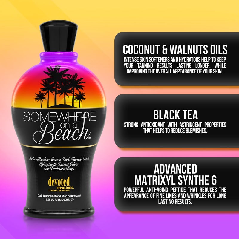 Devoted Creations Somewhere on a Beach, Indoor Outdoor, Instant Dark Tanning Lotion 12.25 Ounce - Image 5