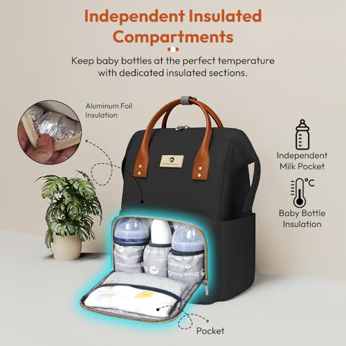 StarAndDaisy Baby Diaper Bag for Mother Travel/Diaper Bags for Mother for Travel with Laptop Pocket, Multi Compartments, Insulated Bottle Pockets, Waterproof, Ultra soft fabric - Nature Print - Image 5