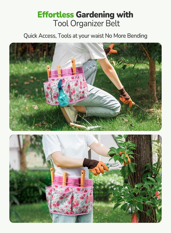 Grenebo All-in-One Garden Tool Set with Tools Organizer Belt Adjustable, 10-Piece Heavy Duty Gardening Hand Tools, Long Lasting Rust-Proof Premium Garden Tool Kit, Gardening Gift for Women Men (Pink) - Image 4