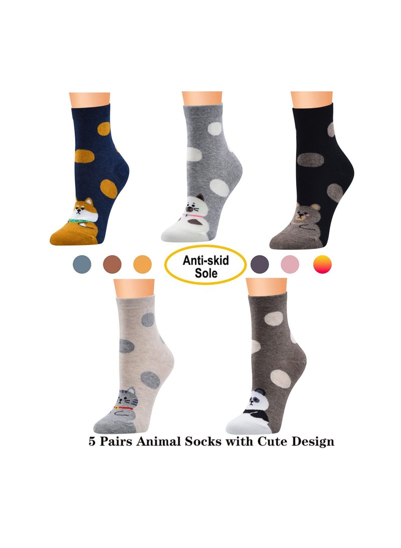Luckam 5 Pairs Cat Socks for Womens Animal Dog Funny Novelty Cotton Cartoon Long Tube Gifts Women Girls - Image 3