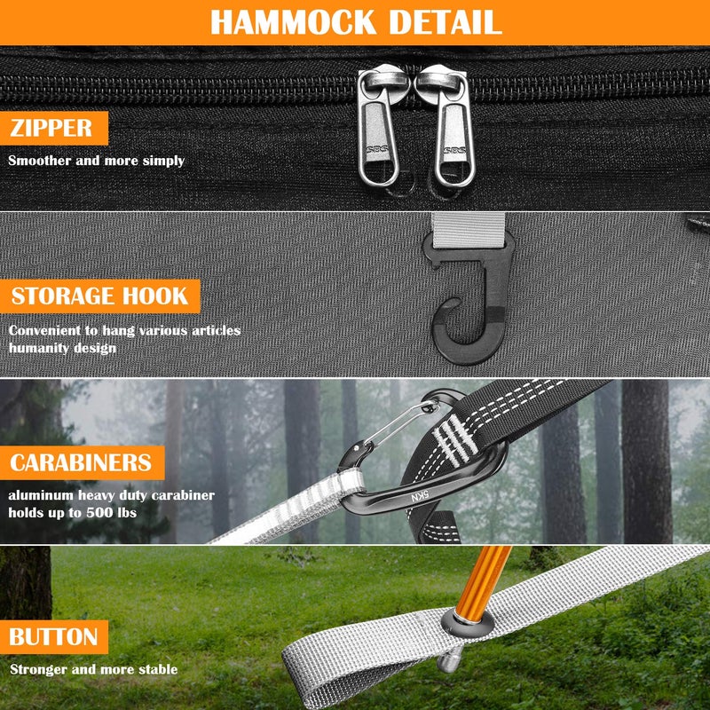 W WINTMING Patent Camping Hammock with Mosquito Net and Rainfly Cover, orange/grey - Image 2