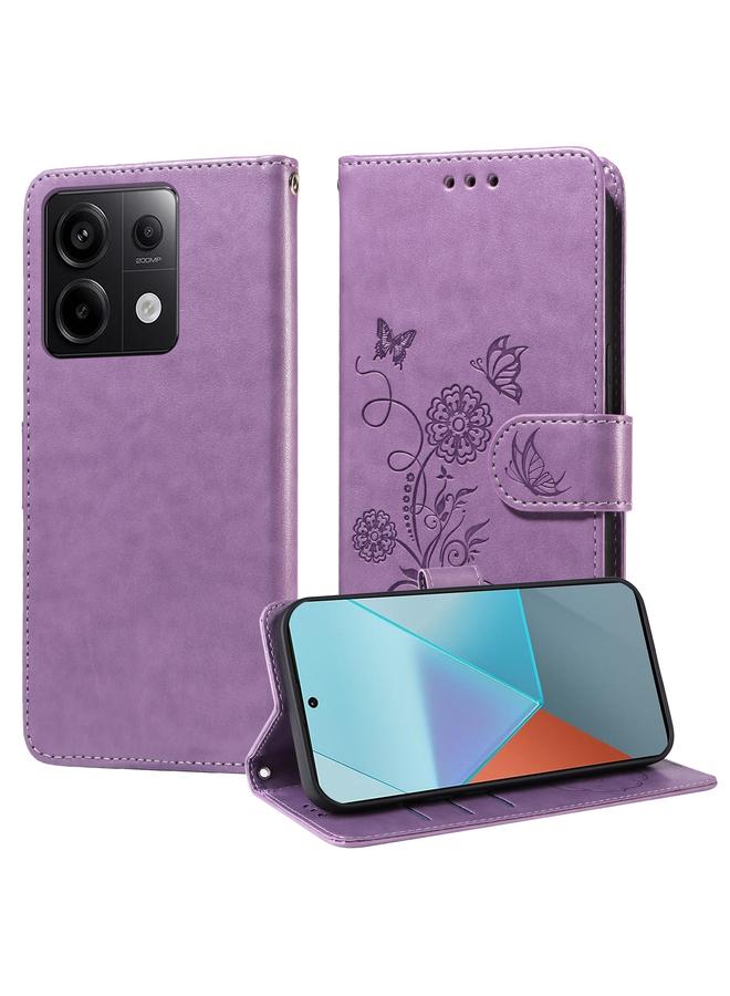 S-TOP Case For Redmi Note 13 Pro 5G Embossed Butterfly Flowers Leather Phone Case - Image 1