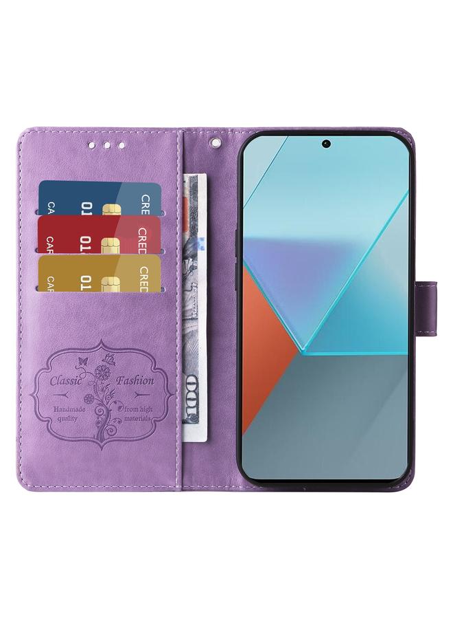 S-TOP Case For Redmi Note 13 Pro 5G Embossed Butterfly Flowers Leather Phone Case - Image 4