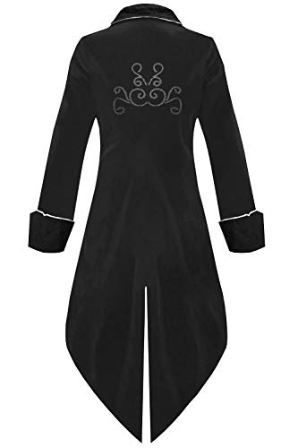 SIAEAMRG Medieval Steampunk Tailcoat Halloween Costumes for Men, Renaissance Pirate Vampire Gothic Jackets Vintage Warlock Frock Coat (L, Black) - Image 2