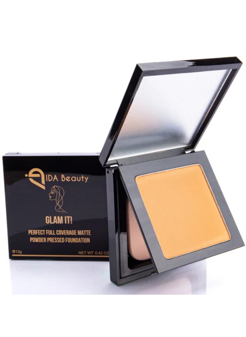 IDA Beauty Glam It! Perfect Full Coverage Matte Powder Pressed Foundation | 2-in-1 Setting & Foundation | Matte Finish, Long-Lasting, Lightweight | Vegan, Halal, Cruelty-Free  - Image 1