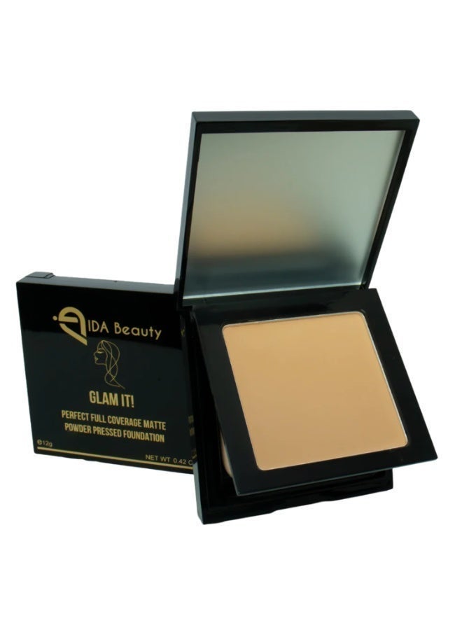 IDA Beauty Glam It! Perfect Full Coverage Matte Powder Pressed Foundation | 2-in-1 Setting & Foundation | Matte Finish, Long-Lasting, Lightweight | Vegan, Halal, Cruelty-Free (UJU 09) - Image 1