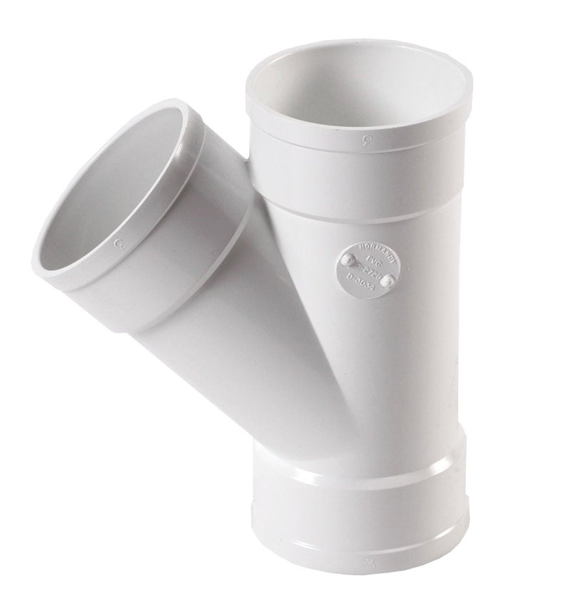 NDS 3P08 3-Inch PVC 45 Degree Wye Hub x Hub, White - Image 1