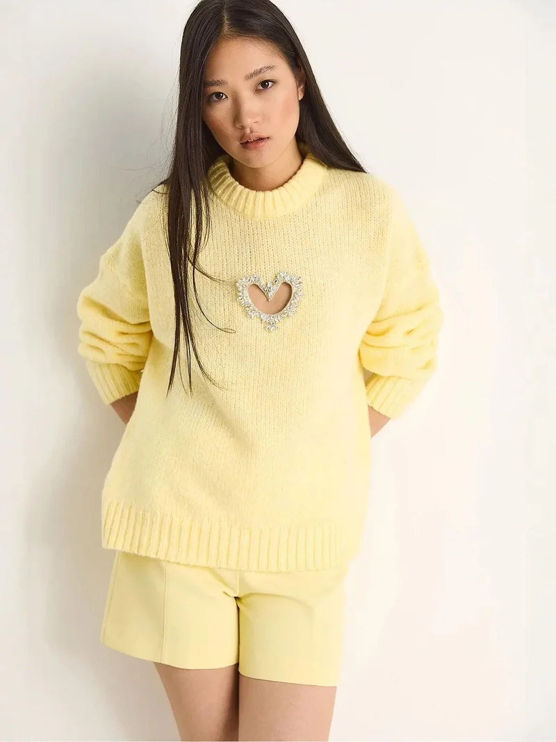 Bianco Lucci LUCCI Oversized Heart Detailed Sweater