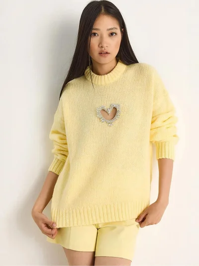 Bianco Lucci LUCCI Oversized Heart Detailed Sweater