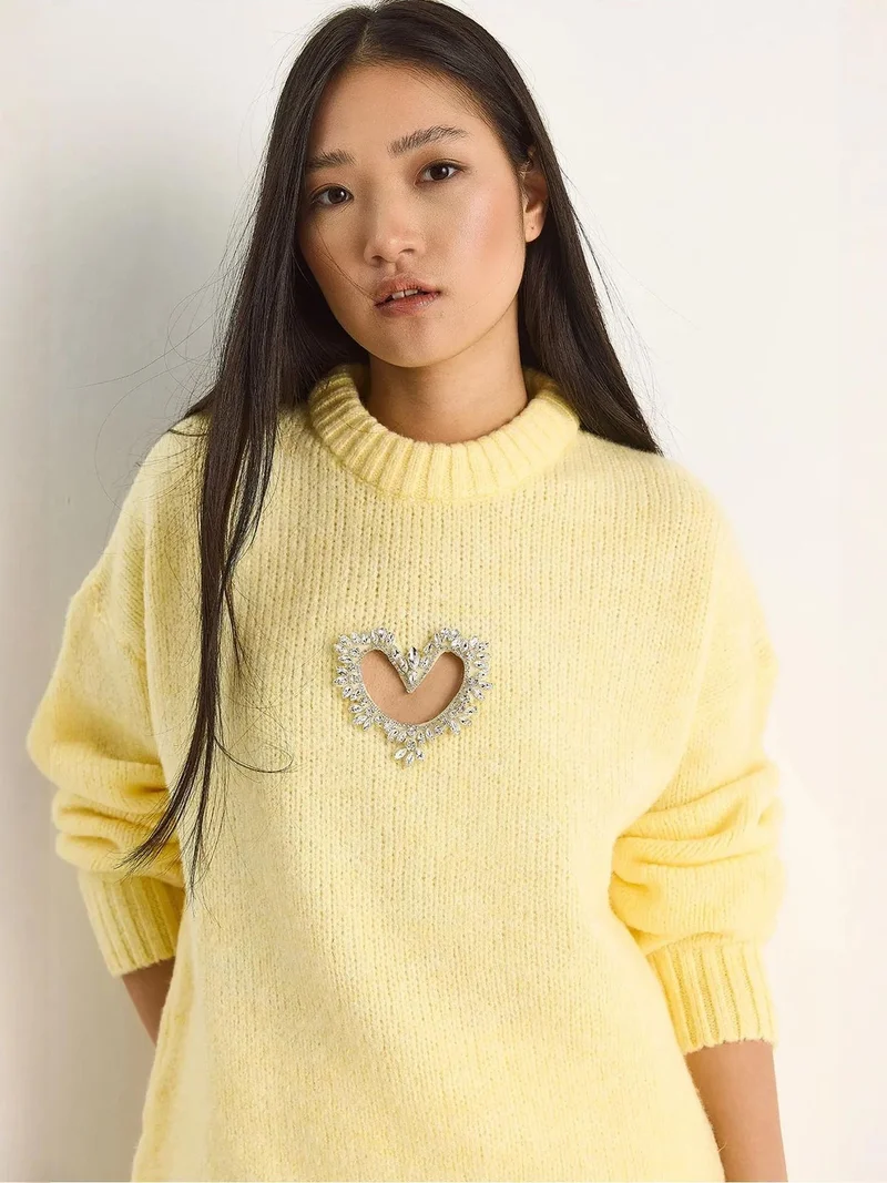 Bianco Lucci LUCCI Oversized Heart Detailed Sweater