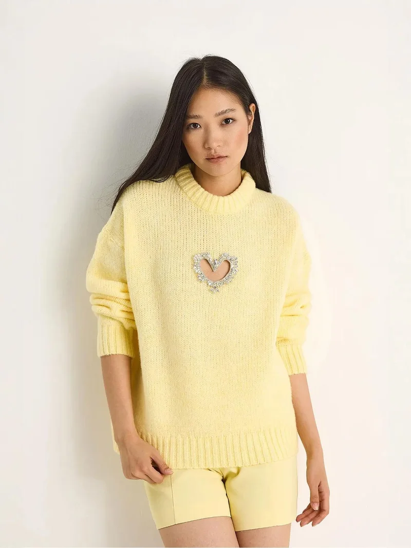 Bianco Lucci LUCCI Oversized Heart Detailed Sweater
