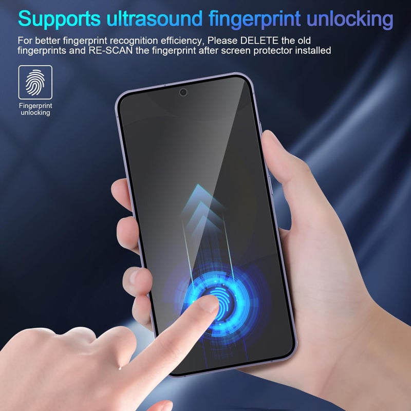 Lokyoo 2 Pack Privacy Screen Protector for Samsung Galaxy S24 [Anti-Spy Tempered Glass] [Fingerprint Unlock Support], Anti-Scratch, Bubble-Free, Easy Install 9H Protective Glass for Galaxy S24 - Image 4