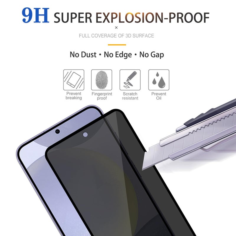 Lokyoo 2 Pack Privacy Screen Protector for Samsung Galaxy S24 [Anti-Spy Tempered Glass] [Fingerprint Unlock Support], Anti-Scratch, Bubble-Free, Easy Install 9H Protective Glass for Galaxy S24 - Image 5