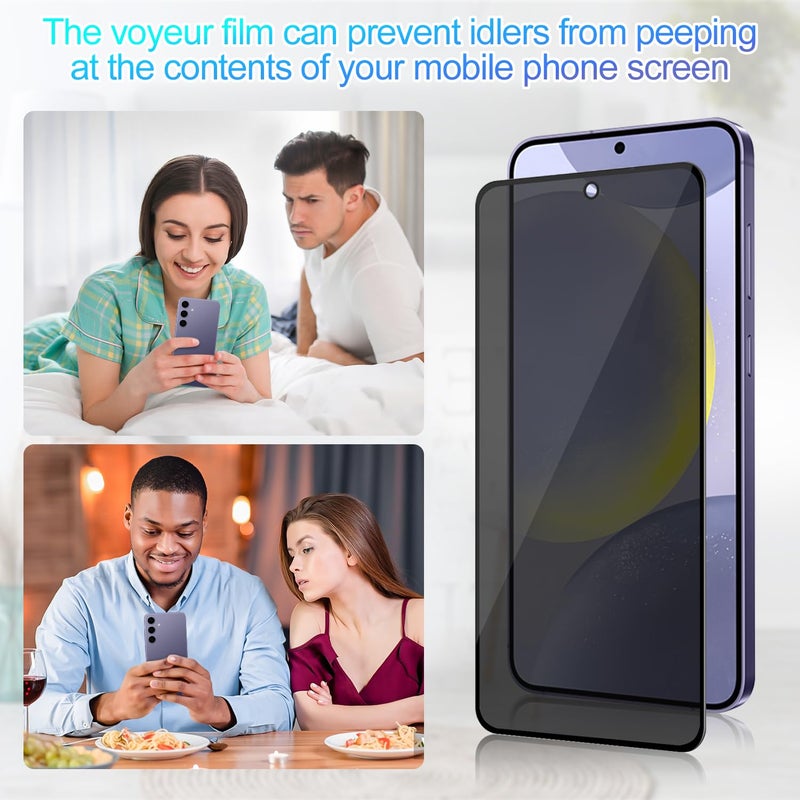 Lokyoo 2 Pack Privacy Screen Protector for Samsung Galaxy S24 [Anti-Spy Tempered Glass] [Fingerprint Unlock Support], Anti-Scratch, Bubble-Free, Easy Install 9H Protective Glass for Galaxy S24 - Image 2
