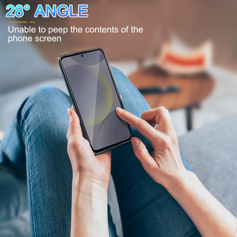 Lokyoo 2 Pack Privacy Screen Protector for Samsung Galaxy S24 [Anti-Spy Tempered Glass] [Fingerprint Unlock Support], Anti-Scratch, Bubble-Free, Easy Install 9H Protective Glass for Galaxy S24 - Image 3