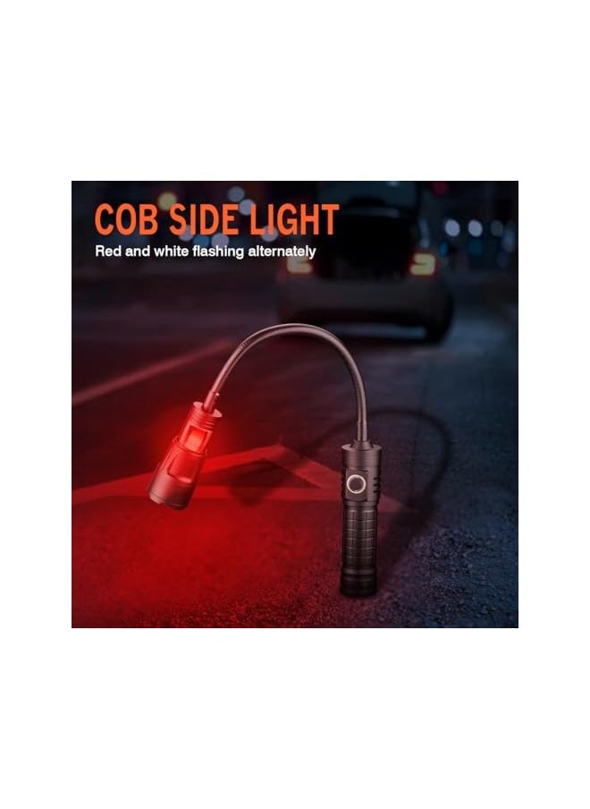 PROMASS promass Magnetic Torch Rechargeable Flashlight XHP50 COB LED Adjustable Focus Work Light 360 ° Rotatable Red/White LED Mechanics Torch Light Aluminium Alloy  - Image 3
