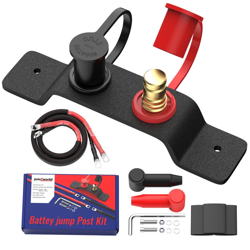 Joinfworld Remote Battery Terminals Heavy Duty Battery Relocation Kit with Bracket Cable Battery Remote Terminal Jumper Post for Car CanAm X3 UTV ATV
