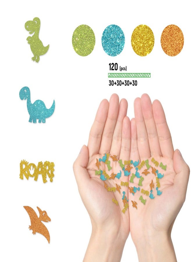 Helewilk Glitter Dinosaur Confetti, Dinosaur theme Birthday/Baby Shower/Gender Reveal Party Supplies, Kids Boys Roar Birthday Party Table Decoration Scatters, 120 Pcs - Image 3