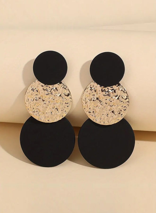 Ready For Chai High-end Simple Round Stitching Long Earrings - Image 1