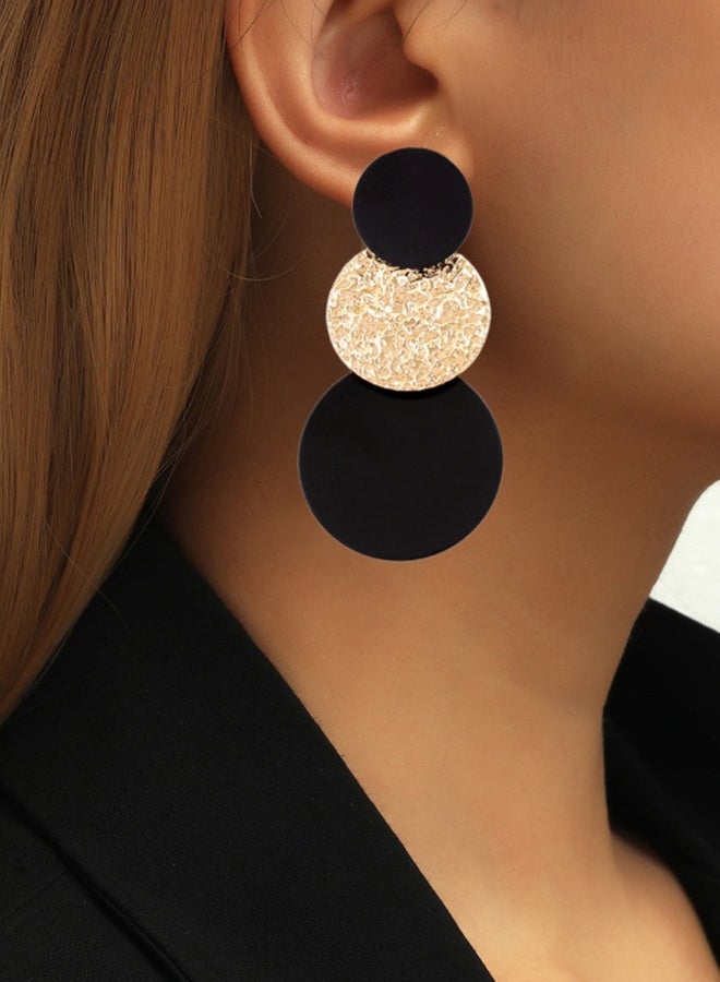 Ready For Chai High-end Simple Round Stitching Long Earrings - Image 2