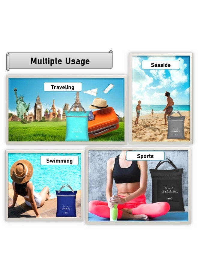 Lify حقيبة غسيل سفر كبيرة (20 بوصة × 15 بوصة) مقاومة للماء - حقيبة جافة ورطبة قابلة للغسل للملابس المتسخة - حقيبة سحب للملابس الرياضية (أسود (4 قطع)) - Image 4