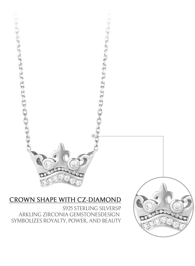 AWNL Crown Women’s Necklace with Cubic Zirconia, Sterling Silver Pendant Gift for Wife Girlfriend Mother  - Image 3