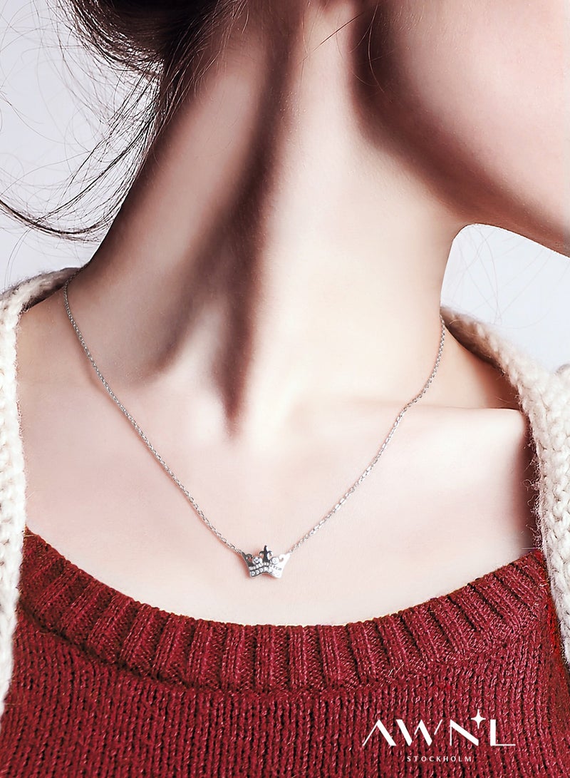AWNL Crown Women’s Necklace with Cubic Zirconia, Sterling Silver Pendant Gift for Wife Girlfriend Mother  - Image 1