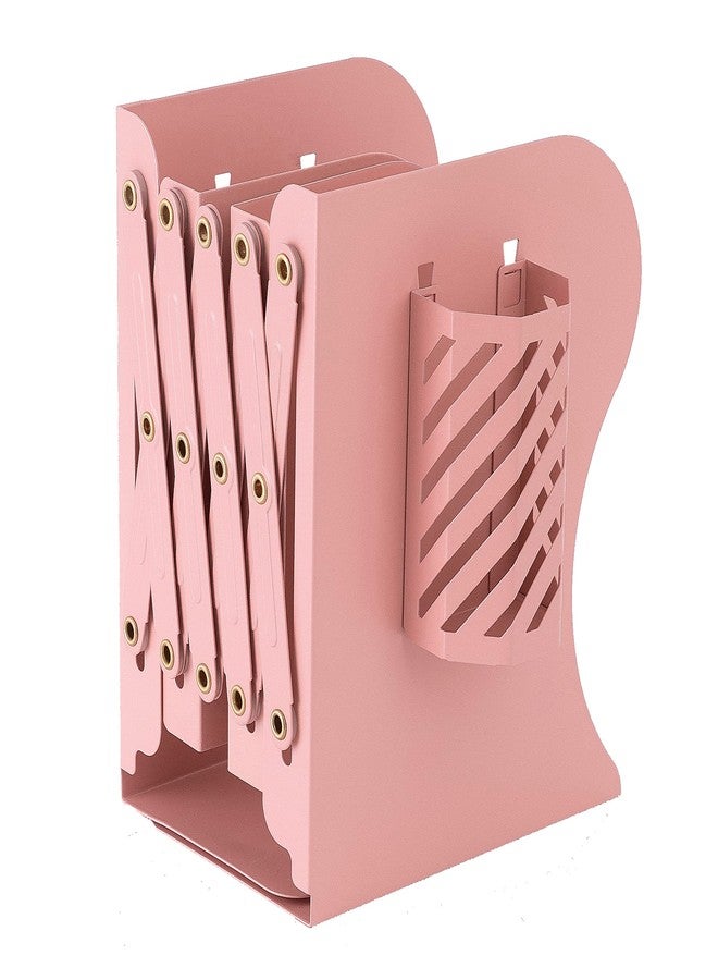 Simplesun Adjustable Book Ends for Heavy Books, Metal Expandable Bookends for Shelves, Book Organizer Stopper Holder for Desk, Kids Room, Classroom, Office, Library (Pink) - Image 1