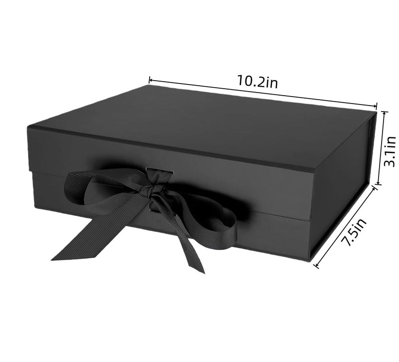 Iefoah Black Gift Box For Presents 10.2?7.5?3.1'' Gift Boxes With Lids Magnetic Closure Groomsman Bridesmaid Proposal Box For Wedding Birthday Valentine Bridal Showers Gift Packaging - Image 2