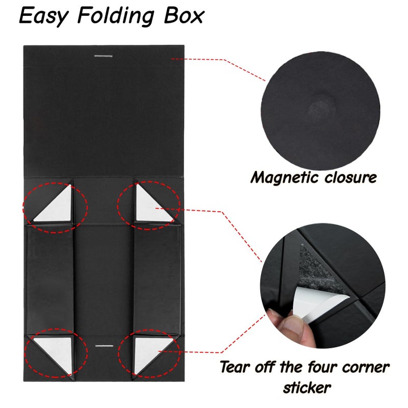 Iefoah Black Gift Box For Presents 10.2?7.5?3.1'' Gift Boxes With Lids Magnetic Closure Groomsman Bridesmaid Proposal Box For Wedding Birthday Valentine Bridal Showers Gift Packaging - Image 5
