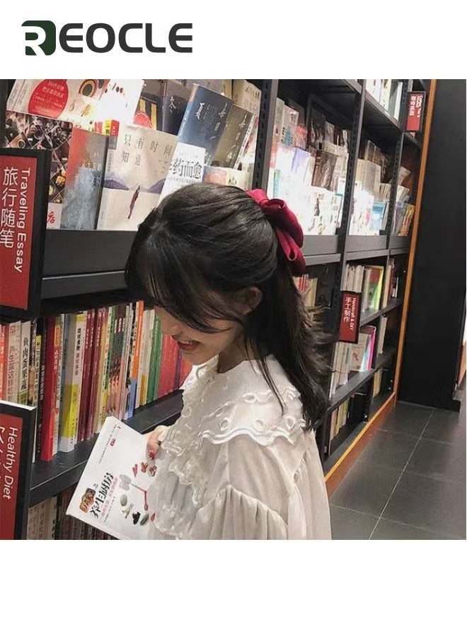 REOCLE Girls Hair Bows Clips Pleated Shiny Fabric Knotted Large Bowknot French Barrettes Big Hair Bow Hair Clips Handmade Hair Accessories Pink - Image 5