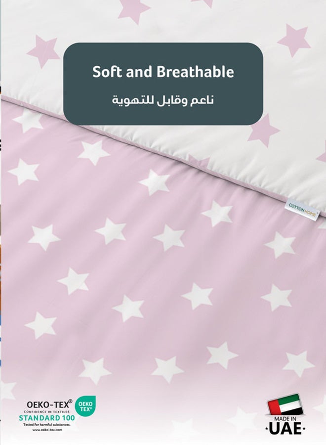 Cotton home طقم أغطية لحاف أطفال من القطن 3 قطع - 135x220 تصميم نجوم الباستيل 100% قطن فاخر - Image 3