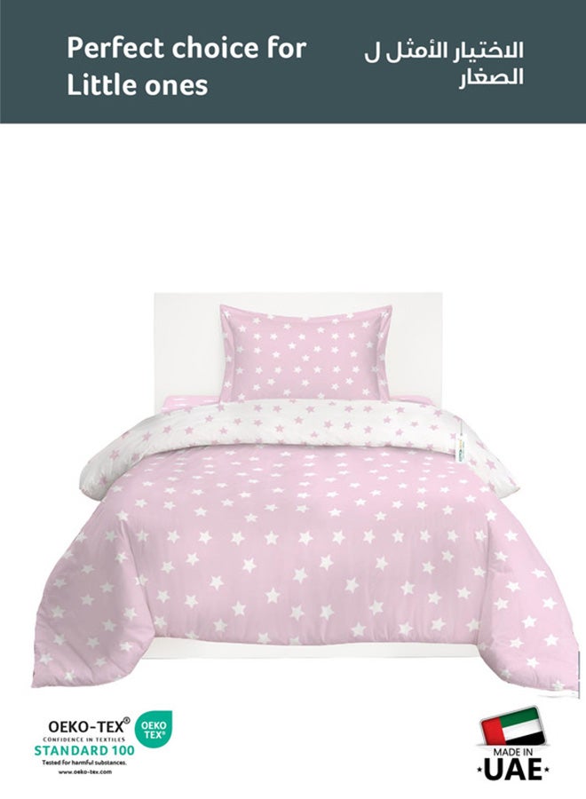 Cotton home طقم أغطية لحاف أطفال من القطن 3 قطع - 135x220 تصميم نجوم الباستيل 100% قطن فاخر - Image 2