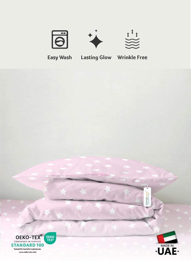 Cotton home طقم أغطية لحاف أطفال من القطن 3 قطع - 135x220 تصميم نجوم الباستيل 100% قطن فاخر - Image 4