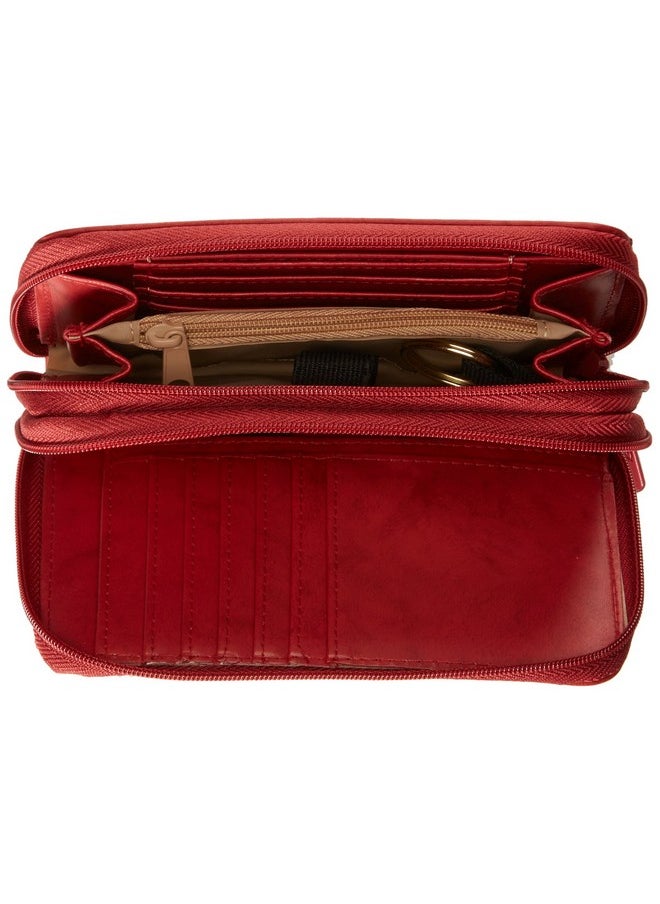 Buxton - Women'S Heiress Double Zip Organizer Red One Size - Image 1