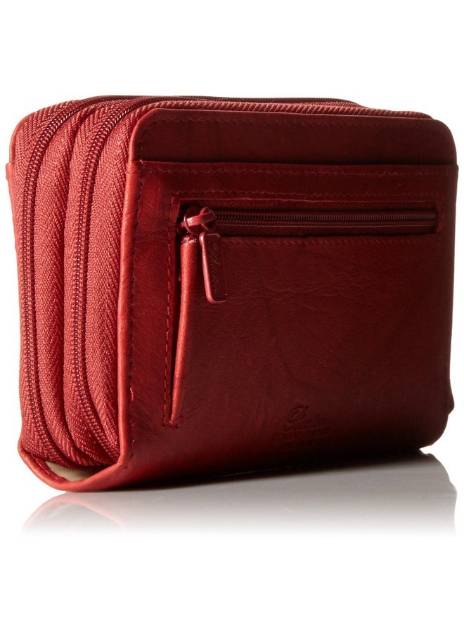 Buxton - Women'S Heiress Double Zip Organizer Red One Size - Image 1