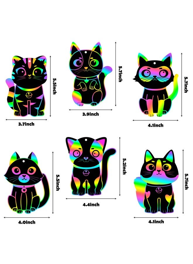 CY2SIDE 60PCS Cat Animal Scratch Bookmarks for Kids, DIY Cat Rainbow Color Paper Cards Craft Kit Birthday Decorations, Catling Pet Magic Art Project Party Favors for School Classroom Activities - Image 3