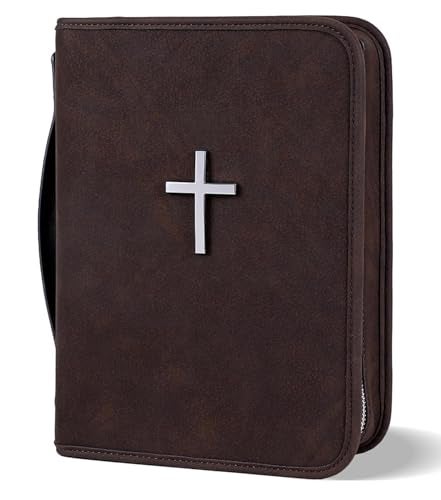 HFLZBRO Vegan Leather Bible Cover Case, Bible Bag with Phone Pocket, Bible Case for Men Women, Christian Gift Box Packaging (Brown) - Image 1